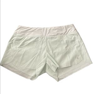 Athleta Laser Cut White/Mint Green Workout Shorts